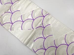 アンティーク　幾何学に青海波模様織り出し袋帯（材料）